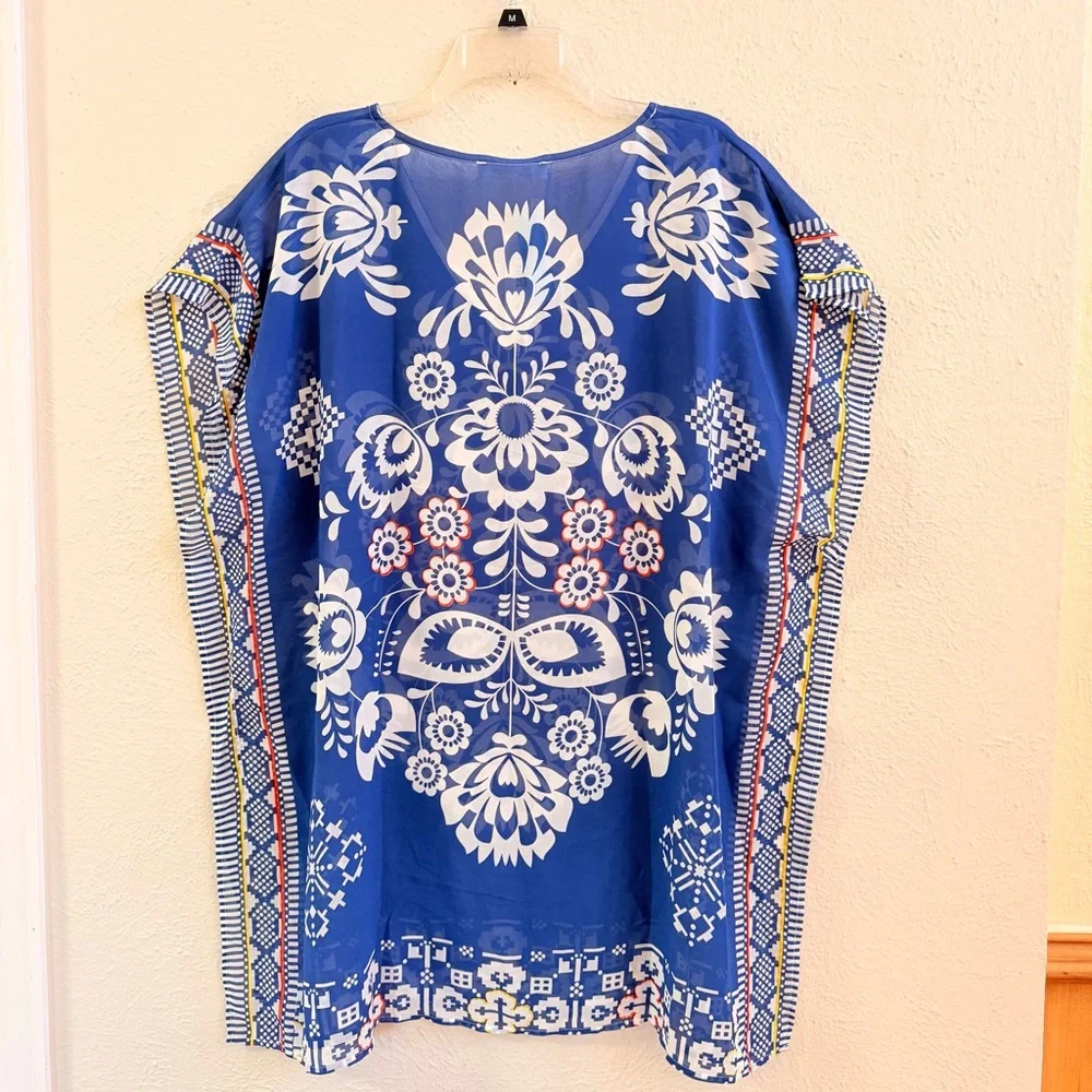 NWT CupShe blue print swim cover up